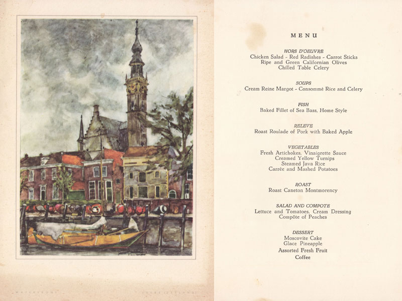 Menu Statendam 13 juli 1963